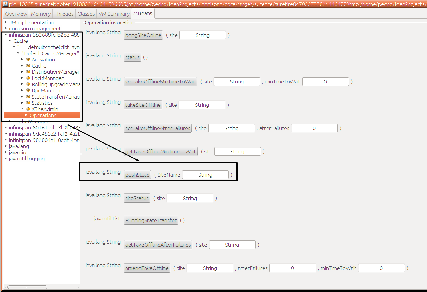 JConsole pushState operation